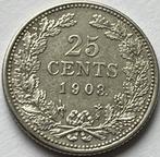 Schitterend kwartje 1903, Zilver, 25 cent, Ophalen of Verzenden, Koningin Wilhelmina