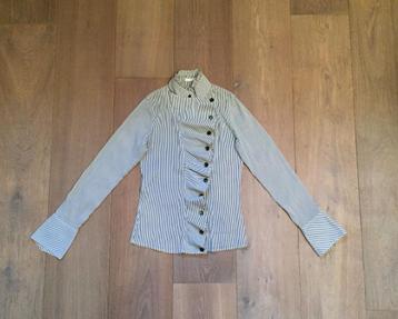 Nieuw aparte gestreepte blouse wit/zwart met ruffles; mt 36 beschikbaar voor biedingen