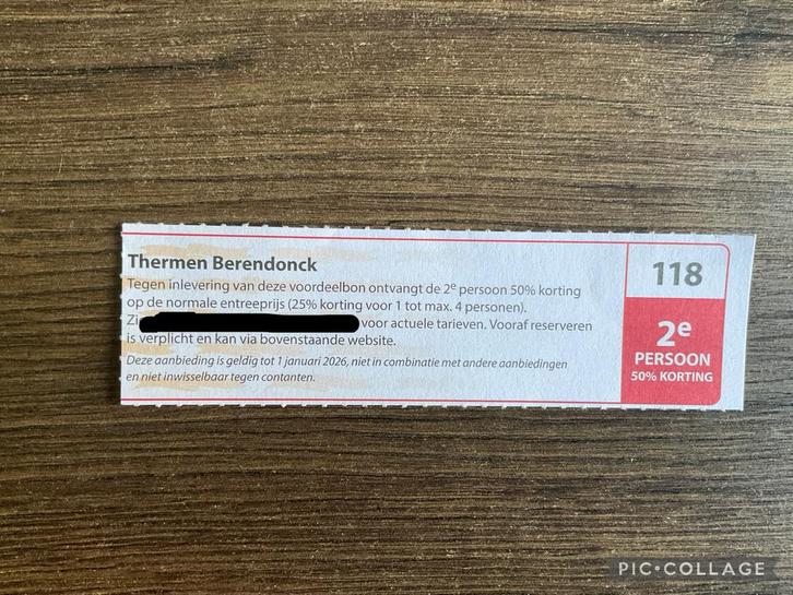 Kortingsbon voor sauna Thermen Berendonck Wijchen (KWF), Tickets en Kaartjes, Kortingen en Cadeaubonnen, Twee personen, Spa of Sauna