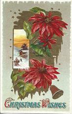 Antiek*Kerst*Poinsettia*Goudopdruk*Relief*Brocante uit 1923, Ophalen of Verzenden, 1920 tot 1940, Gelopen, Feest(dag)