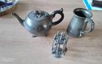 Antiek Tinnen Theepot, Pul & Lepelhouder Set, Antiek en Kunst, Antiek | Tin, Ophalen of Verzenden