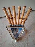 Vintage Fruitmesjes Set met Bamboe Handvatten, Antiek en Kunst, Ophalen of Verzenden