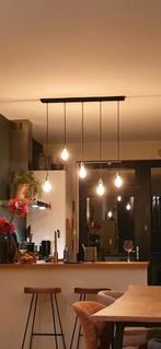 Hanglamp met 5 messing lampen / peertjes, Huis en Inrichting, Lampen | Hanglampen, Ophalen of Verzenden, Zo goed als nieuw, 75 cm of meer