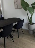 4 Zwarte Velvet Eetkamerstoelen By Boo, Huis en Inrichting, Stoelen, Gebruikt, Zwart, Ophalen of Verzenden, Vier