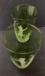 set groen glazen limonade of waterglazen Mary Gregory USA, Ophalen of Verzenden