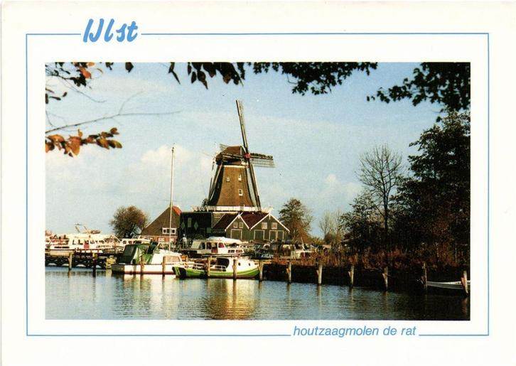 IJlst - houtzaagmolen de rat - boten - 1989 gelopen, Verzamelen, Ansichtkaarten | Nederland, Gelopen, Noord-Brabant, Voor 1920