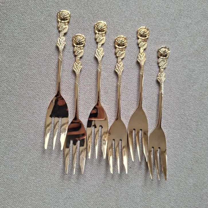 Hildesheimer Rose Gebaksvorkjes (6 stuks), Antiek en Kunst, Antiek | Bestek, Ophalen of Verzenden