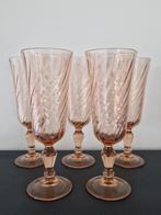 Vintage rosaline Luminarc champagneglazen - 5 stuks, Antiek en Kunst, Antiek | Glas en Kristal, Ophalen of Verzenden