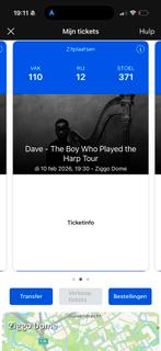 Dave ziggo dome, Tickets en Kaartjes, Eén persoon, Maart