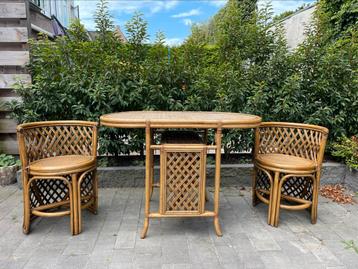 Rotan rieten stoelen en tafel vintage beschikbaar voor biedingen