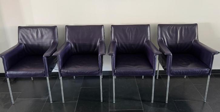 4 design on stock eetkamerstoelen, Huis en Inrichting, Stoelen, Zo goed als nieuw, Vier, Leer, Overige kleuren, Ophalen