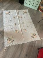 Vintage antiek geborduurd embroid kleed zijde tafelkleed, Ophalen of Verzenden