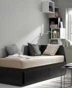 Ikea Flekke logeerbed zwart bruin, Huis en Inrichting, Ophalen, Zwart, Tweepersoons, Zo goed als nieuw