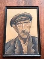 Schilderij aquarel boer portret 1896 antiek, Ophalen of Verzenden