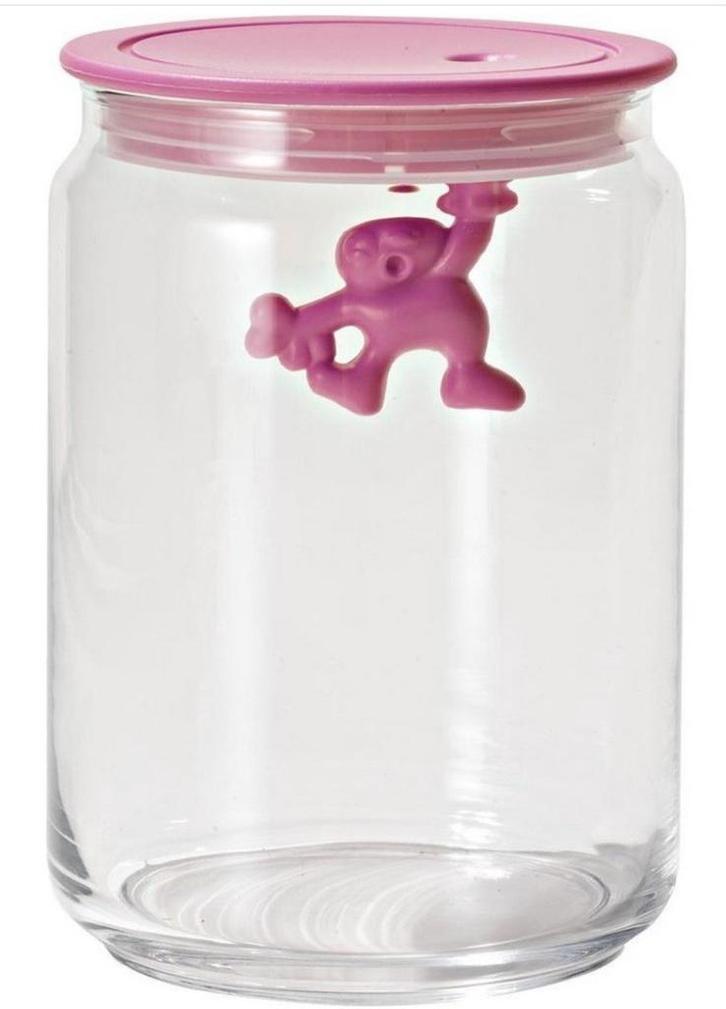 Alessi Gianni Glazen Voorraadpot 20,5 cm Roze, Huis en Inrichting, Keuken | Tupperware, Zo goed als nieuw, Bus of Trommel, Wit