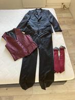 ** Pak Kostuum gilet broek jas zwart bordeaux rood C&A 48, Kleding | Heren, Kostuums en Colberts, Ophalen of Verzenden