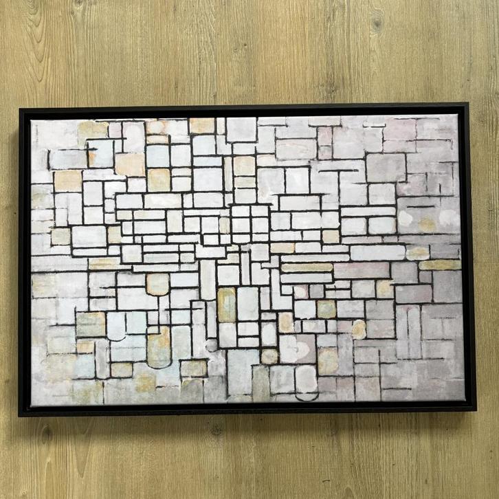 Mondriaan schilderij – Canvas met Zwarte Baklijst 60x40 cm, Huis en Inrichting, Woonaccessoires | Schilderijen, Tekeningen en Foto's
