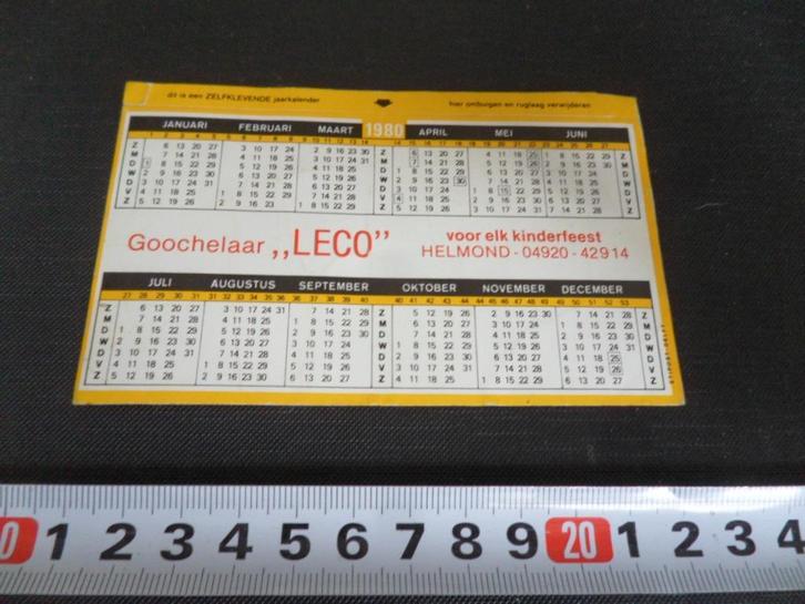 sticker kalender 1980 goochelaar LECO helmond *, Verzamelen, Stickers, Zo goed als nieuw, Bedrijf of Vereniging, Ophalen