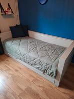 Dennis bedbank kiezel grijs 90x200, 90 cm, Eenpersoons, Ophalen of Verzenden, Zo goed als nieuw