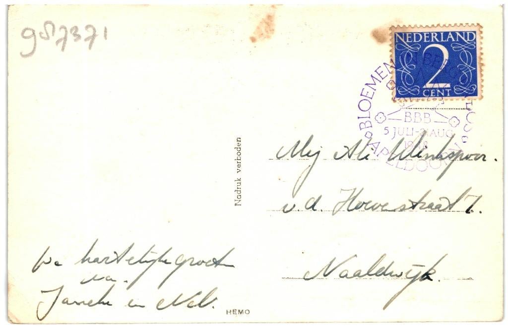 987371 Apeldoorn Kanovijver Berg en Bosch 1948 Gelopen met p, Verzenden, 1940 tot 1960, Gelopen, Gelderland