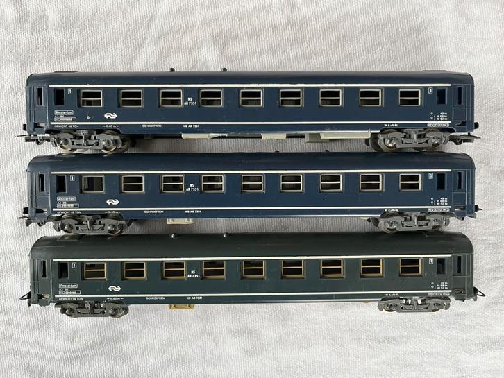 3x Jouef NS “plan K” rijtuigen, Hobby en Vrije tijd, Modeltreinen | H0, Gebruikt, Wagon, Gelijkstroom, NS, Ophalen of Verzenden