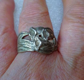 925 Zilveren ring Art Nouveau style floral beschikbaar voor biedingen