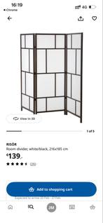 RISÖR Kamerscherm / Room divider - Wit/Zwart, Ophalen of Verzenden, Gebruikt