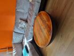 Ronde salontafel mangohout met metalen onderkant, Huis en Inrichting, Tafels | Salontafels, Ophalen, Gebruikt, Metaal