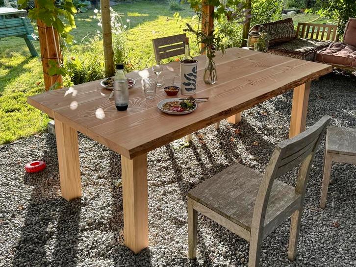 Mooie boomstam tuintafel - (nieuw), Tuin en Terras, Tuintafels, Nieuw, Rechthoekig, Hout, Ophalen