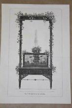 Antieke prent - Aquarium met vissen - 1885 !!, Ophalen of Verzenden, Voor 1940, Gebruikt, Prent