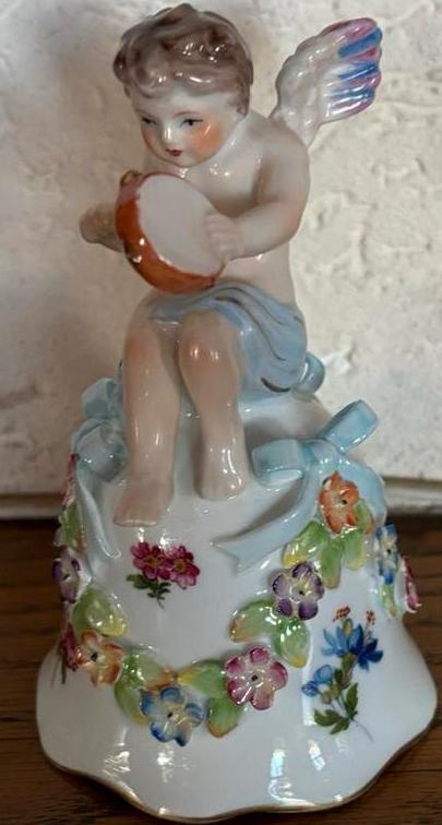 Saksisch Dresden Porseleinen Bel met Cherubijn, Antiek en Kunst, Antiek | Porselein, Ophalen of Verzenden