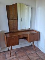 Elegante vintage design kaptafel teak fineer 60-er jaren, Ophalen, Gebruikt, 100 tot 150 cm, 100 tot 150 cm