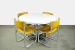 moderne 70s vintage ronde eettafel met chromen voet, Pastoe, Metaal, Gebruikt, 70s modern, Rond