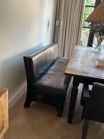 Lifestyle Stoere d-bruin leren eetkamerbank - 3 persoons, Gebruikt, 125 cm of meer, Leer, Piet Boon