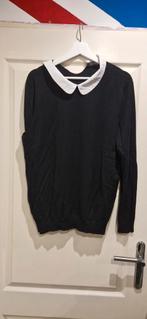 Zwarte trui met witte kraag, Ophalen of Verzenden, Zo goed als nieuw, Zwart
