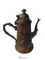 Antiek / oude brocante sier theepot barok koper gegraveerde, Antiek en Kunst, Antiek | Servies los, Ophalen of Verzenden
