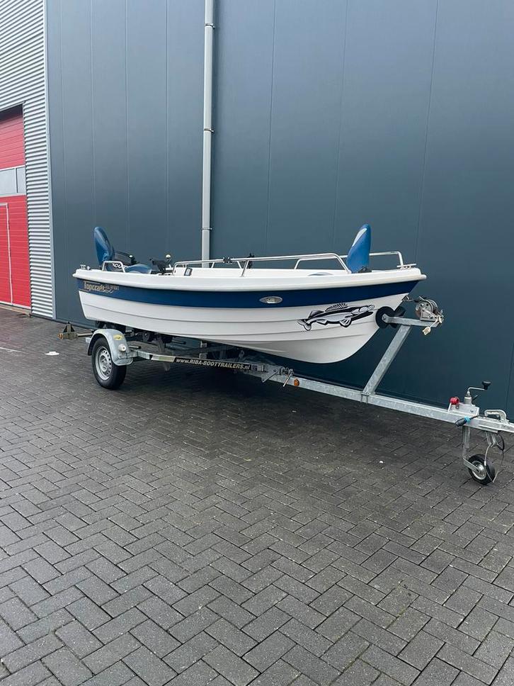Topcraft 430 roofvisboot, Watersport en Boten, Vis- en Consoleboten, Zo goed als nieuw, Tot 10 pk, 3 tot 6 meter, Benzine, Buitenboordmotor