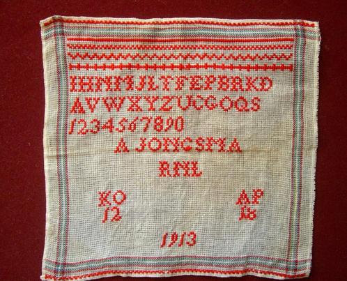 MERKLAP -ANTIEKE LETTERLAP 1913, Antiek en Kunst, Antiek | Kleden en Textiel, Ophalen of Verzenden