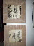 Set van 2 vintage houten lijsten met prints, Ophalen of Verzenden