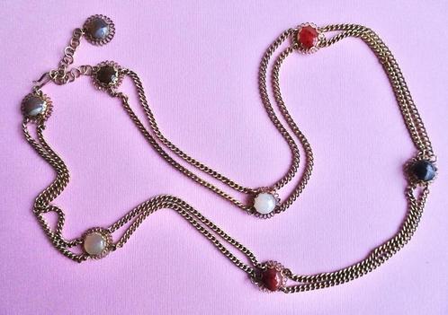 Vintage 70s ketting ceintuur goud klr agaat carneool stenen, Kleding | Dames, Riemen en Ceinturen, Zo goed als nieuw, 90 tot 100 cm