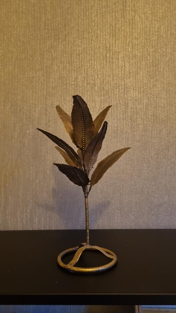 Goudkleurige kandelaar, Huis en Inrichting, Woonaccessoires | Kandelaars en Kaarsen, Ophalen of Verzenden, Metaal, Minder dan 25 cm