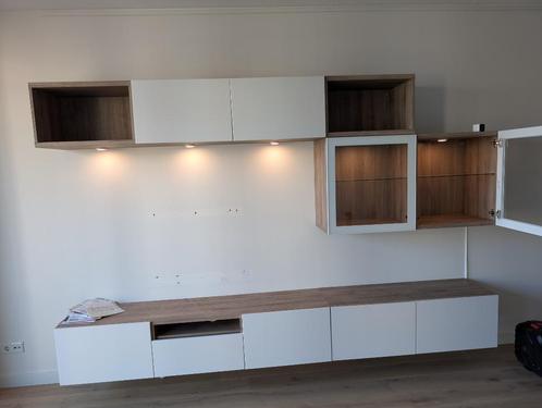 IKEA TV set with hanging vitrines, Huis en Inrichting, Kasten | Televisiemeubels, Zo goed als nieuw, Glas, Overige materialen