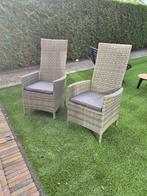 Tuinstoel 2 stuks grijs wicker verstelbaar, Ophalen, Gebruikt, Wicker, Verstelbaar