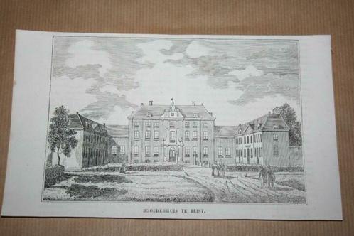 Antieke gravure - Het Broederhuis te Zeist - 1841 !!, Antiek en Kunst, Kunst | Etsen en Gravures, Ophalen of Verzenden