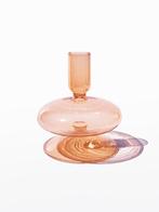 Kandelaar zamlroze glas (2 beschikbaar), Verzenden, Zo goed als nieuw, Overige materialen, Minder dan 25 cm