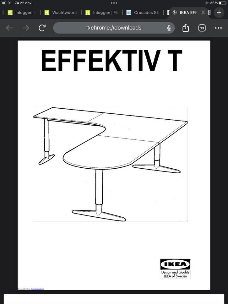 Ikea buro bureau effektiv I serie 104-921, Huis en Inrichting, Bureaus, Zo goed als nieuw, Ophalen of Verzenden