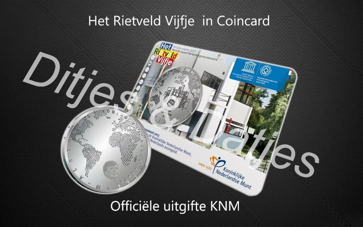 Rietveld Vijfje in coincard KNM - 5 euro herdenkingsmunt, Postzegels en Munten, Munten | Nederland, Euro's, Koningin Beatrix, Ophalen of Verzenden