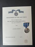 Air Force Achievement Medaille: Groot model & certificaat, Verzenden, Luchtmacht, Amerika, Lintje, Medaille of Wings