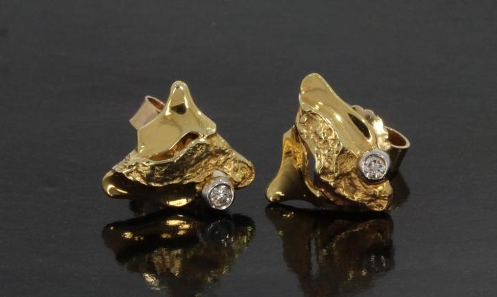 Diamant 14k gouden dames oorbellen Lapponia stijl, Sieraden, Tassen en Uiterlijk, Oorbellen, Zo goed als nieuw, Knopjes of Stekers