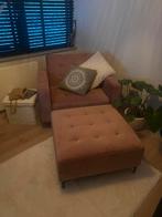 Fauteuil verstelbaar + hocker Beliani fluweel velours roze, Ophalen, Zo goed als nieuw, 75 tot 100 cm, 50 tot 75 cm